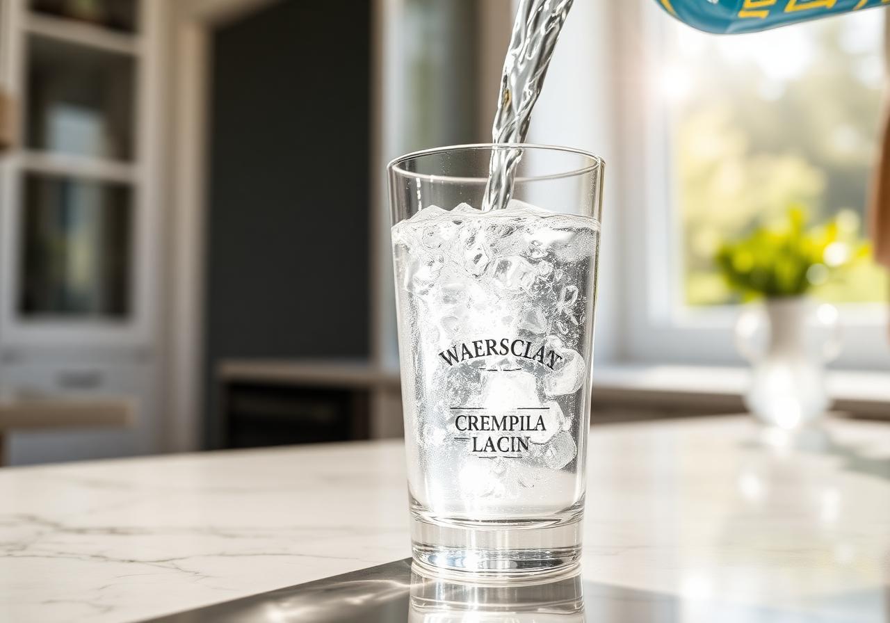Crystal clear filtered water poured into a glass